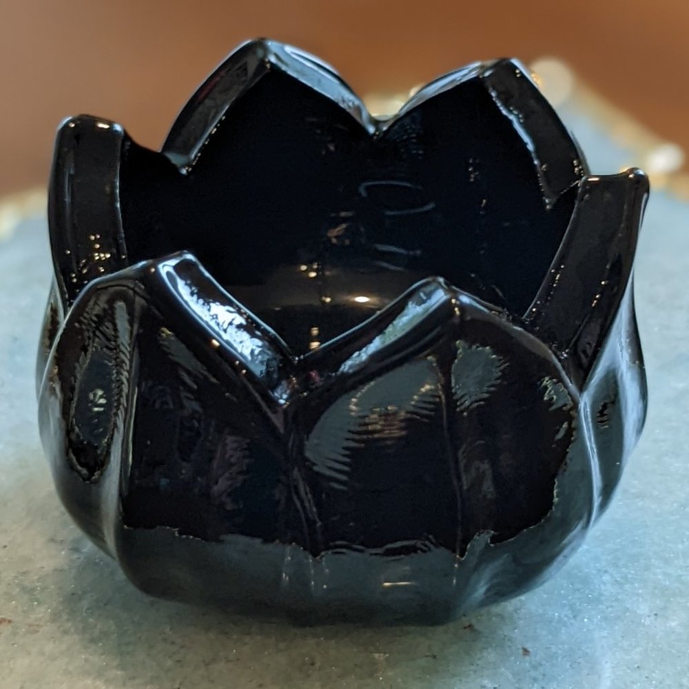 Westmoreland Black Amethyst Lotus Salt Cellars Set of Six (6)